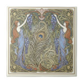 Peacock Feather and Muses Art Nouveau Pat#4 ID1193 Fliese (Vorderseite)