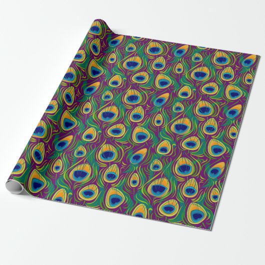 Peacock Feather Animal Print Geschenkpapier (Ungerollt)