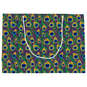 Peacock Feather Animal Print Große Geschenktüte (Rückseite)