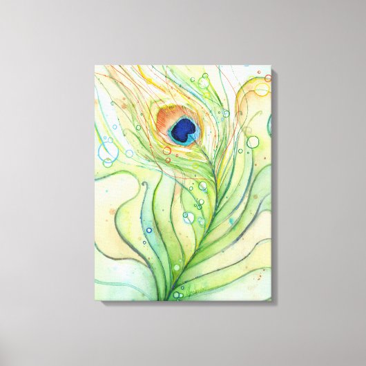 Peacock Feather Aquarellmalerei Canvas Print Leinwanddruck (Vorderseite)