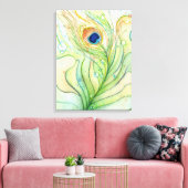 Peacock Feather Aquarellmalerei Canvas Print Leinwanddruck (Insitu (Wohnzimmer))