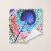 Peacock Feather Art Badezimmer Handtuch Set (Waschlappen)