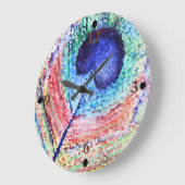 Peacock Feather Art Clock Große Wanduhr (Winkel)