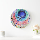Peacock Feather Art Clock Große Wanduhr (Zuhause)