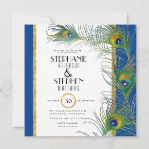 Peacock Feather Art Deco Moderne Typografie Einladung