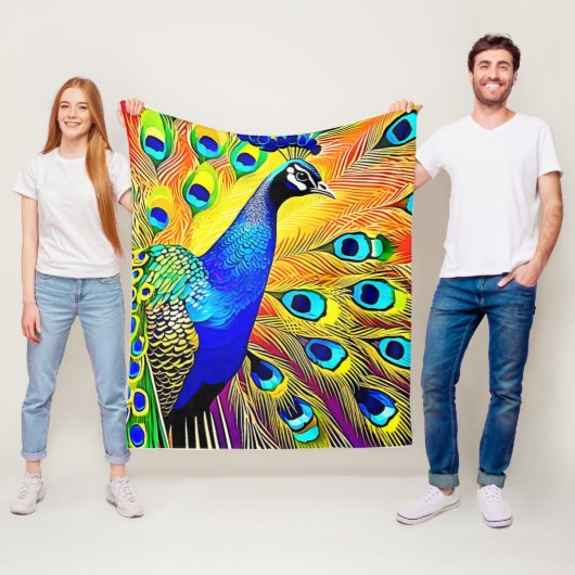 Peacock Feather Art Fleecedecke (Beispiel)