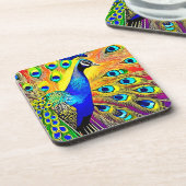 Peacock Feather Art Getränkeuntersetzer (Linke Seite)