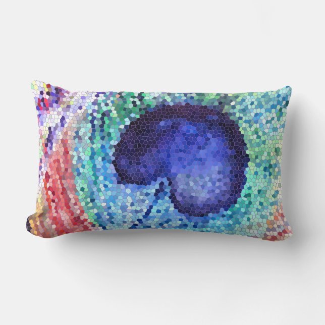 Peacock Feather Art Lumbar Cushion Lendenkissen (Vorderseite)