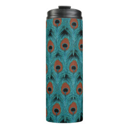 Peacock Feather Art Peacocks Kunstwerk Thermosbecher