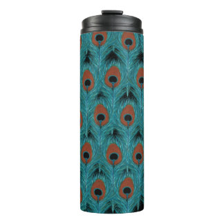 Peacock Feather Art Peacocks Kunstwerk Thermosbecher
