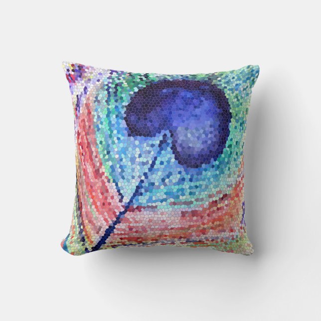 Peacock Feather Art Throw Cushion Kissen (Vorderseite)