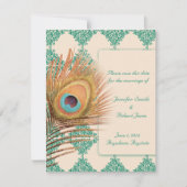 Peacock Feather auf Aquamariner marokkanischer Sei Save The Date (Vorderseite)