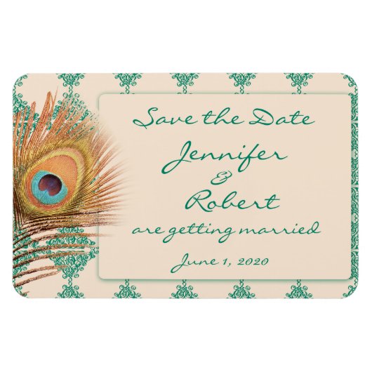 Peacock Feather auf der Aquamarinen marokkanischen Magnet (Horizontal)