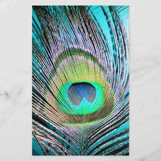 Peacock Feather auf Türkis (Vorderseite)