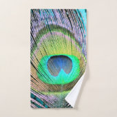 Peacock Feather auf Türkis Badhandtuch Set (Handtuch)