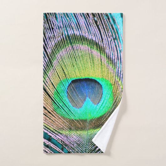 Peacock Feather auf Türkis Badhandtuch Set (Handtuch)