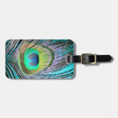 Peacock Feather auf Türkis Gepäckanhänger (Vorderseite horizontal)