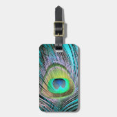 Peacock Feather auf Türkis Gepäckanhänger (Vorderseite vertikal)