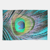 Peacock Feather auf Türkis Geschirrtuch (Horizontal)