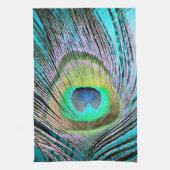 Peacock Feather auf Türkis Geschirrtuch (Vertikal)