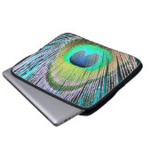 Peacock Feather auf Türkis Laptopschutzhülle (Vorne Knopf)