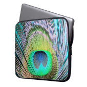 Peacock Feather auf Türkis Laptopschutzhülle (Vorderseite Links)