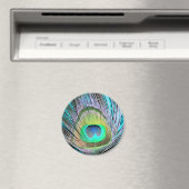 Peacock Feather auf Türkis Magnet (In Situ (Geschirrspüler))