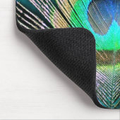 Peacock Feather auf Türkis Mousepad (Ecke)