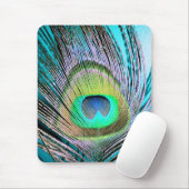 Peacock Feather auf Türkis Mousepad (Mit Mouse)