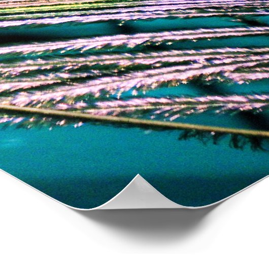 Peacock Feather auf Türkis Poster (Ecke)
