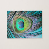 Peacock Feather auf Türkis Puzzle (Horizontal)