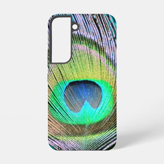 Peacock Feather auf Türkis Samsung Galaxy Hülle (Rückseite)