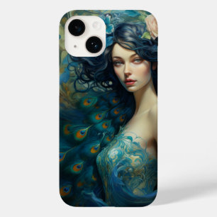 Peacock Feather Beauty: Frauen in Aquamarin und bl Case-Mate iPhone 14 Hülle