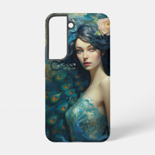 Peacock Feather Beauty: Frauen in Aquamarin und bl Samsung Galaxy Hülle