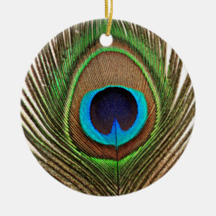 Peacock Feather Bird Nature Schöne Farben Keramik Ornament