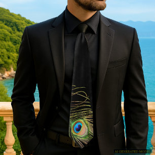 Peacock Feather Black Krawatte