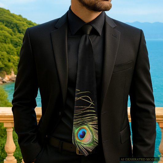 Peacock Feather Black Krawatte