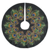 Peacock Feather Black Polyester Weihnachtsbaumdecke (Vorderseite)