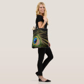 Peacock Feather Black Tote Bag Tasche (Am Model)