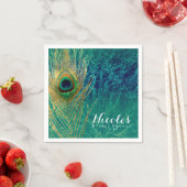 Peacock Feather Blue Aquamarin Gold Exotic Custom Serviette (Beispiel)