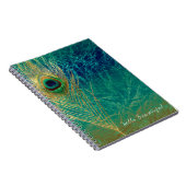 Peacock Feather Blue Aquamarin Gold Glam Boho Chic Notizblock (Rechte Seite)