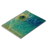 Peacock Feather Blue Aquamarin Gold Glam Boho Chic Notizblock (Linke Seite)