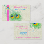 Peacock feather blue hot pink eye catching visitenkarte (Vorne/Hinten)