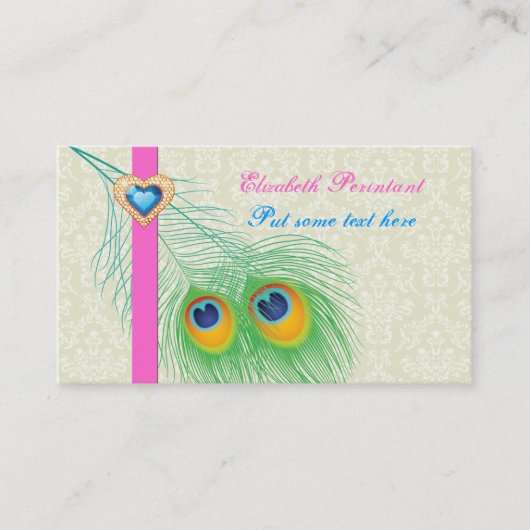 Peacock feather blue hot pink eye catching visitenkarte (Vorderseite)