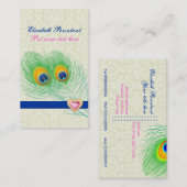 Peacock feather blue hot pink eye catching visitenkarte (Vorne/Hinten)