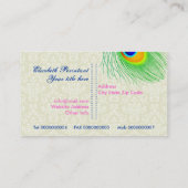 Peacock feather blue hot pink eye catching visitenkarte (Rückseite)