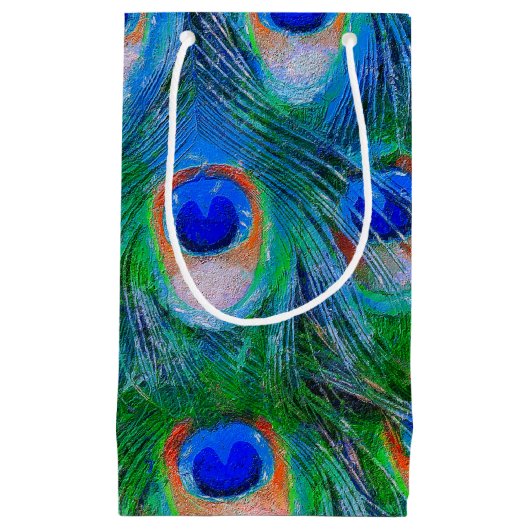 Peacock Feather Blue Kleine Geschenktüte (Vorderseite)