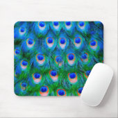 Peacock Feather Blue Mousepad (Mit Mouse)