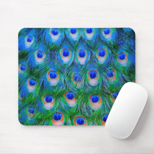 Peacock Feather Blue Mousepad (Mit Mouse)
