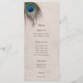 Peacock Feather Blue Wedding Menu Menükarte (Vorderseite)